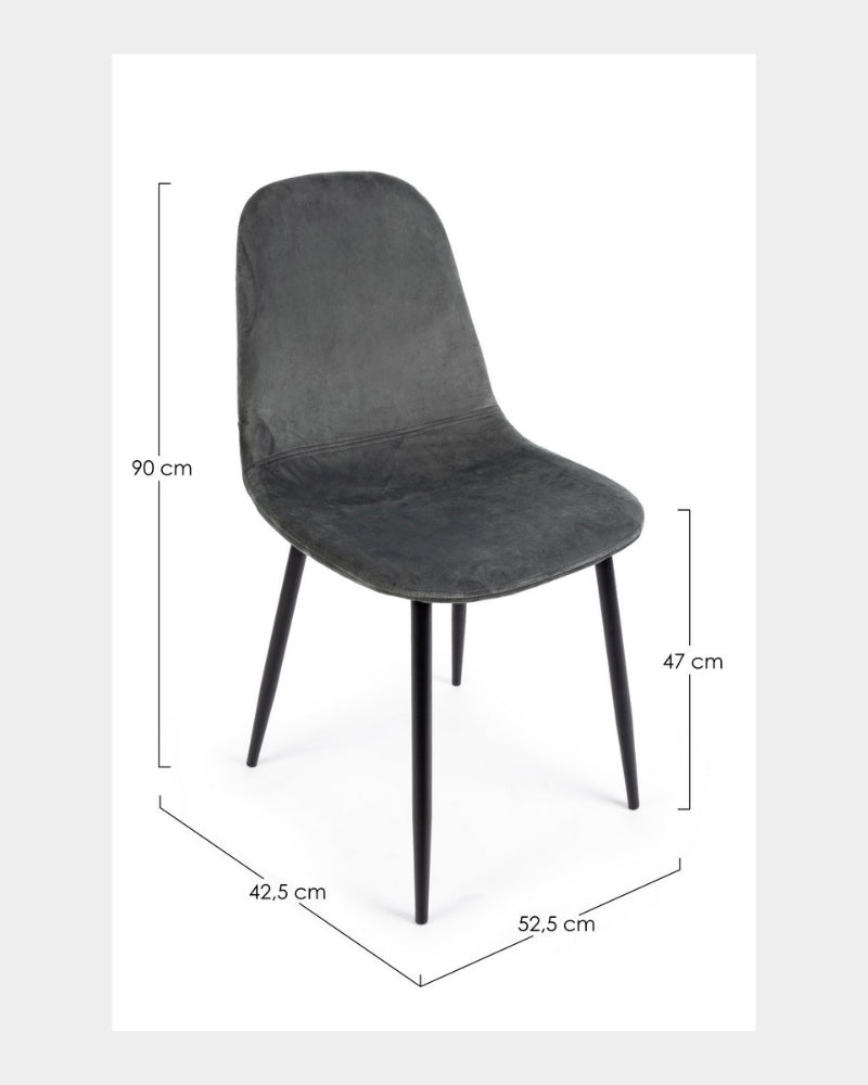 Irelia Dark Gray Velvet Chair - Bizzotto