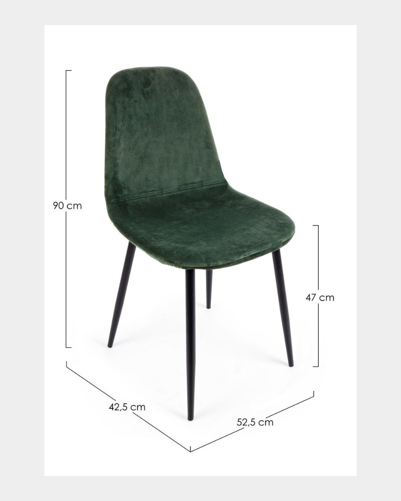 Irelia Dark Green Velvet Chair - Bizzotto