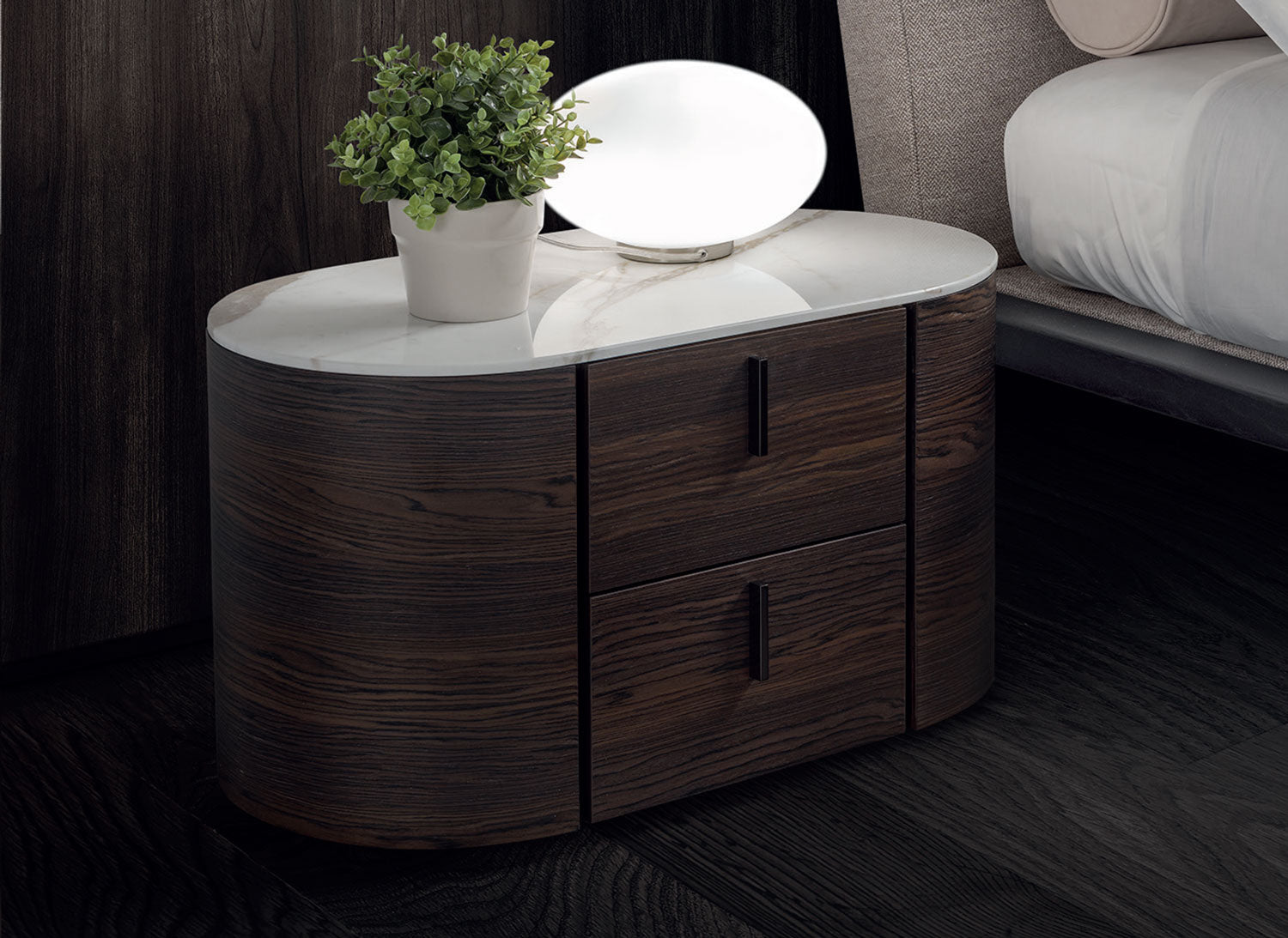 Charlie 2 Drawer Bedside Table - Conte